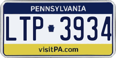 PA license plate LTP3934