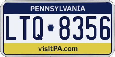 PA license plate LTQ8356