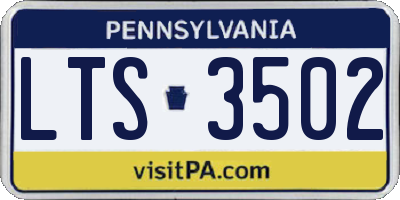 PA license plate LTS3502