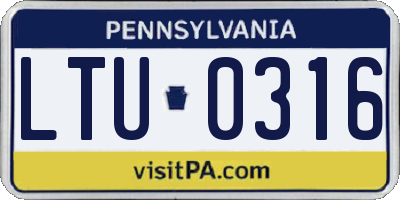 PA license plate LTU0316