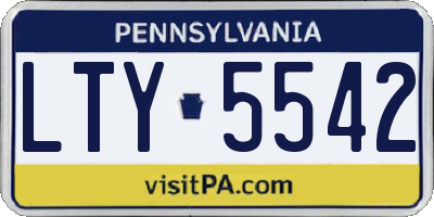 PA license plate LTY5542