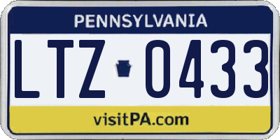 PA license plate LTZ0433