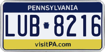 PA license plate LUB8216
