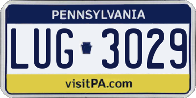 PA license plate LUG3029