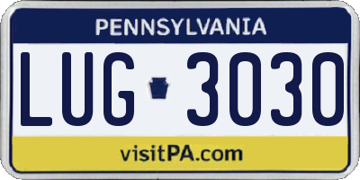 PA license plate LUG3030