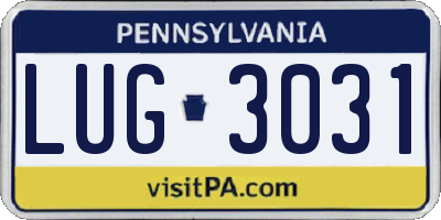 PA license plate LUG3031