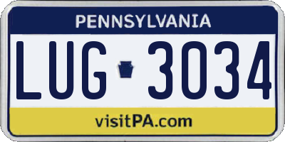 PA license plate LUG3034