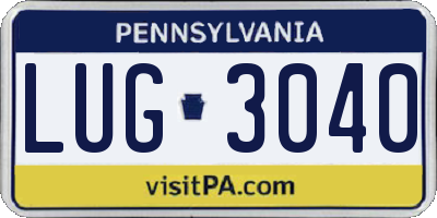 PA license plate LUG3040