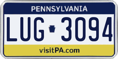 PA license plate LUG3094