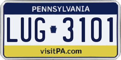 PA license plate LUG3101