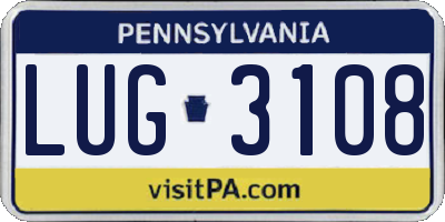 PA license plate LUG3108