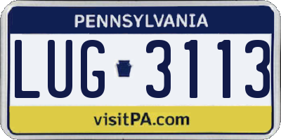 PA license plate LUG3113