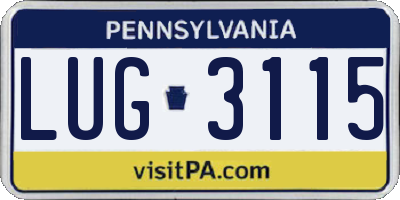 PA license plate LUG3115