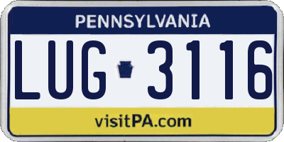 PA license plate LUG3116