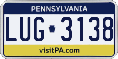 PA license plate LUG3138