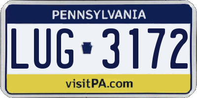 PA license plate LUG3172