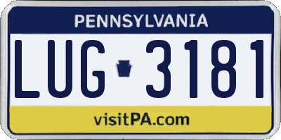 PA license plate LUG3181