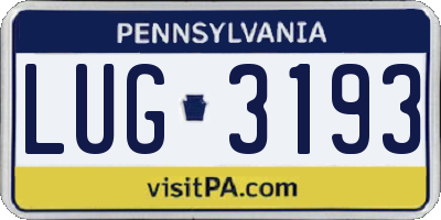 PA license plate LUG3193