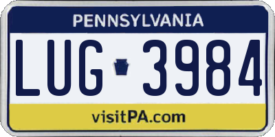 PA license plate LUG3984