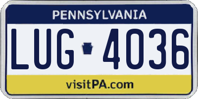 PA license plate LUG4036