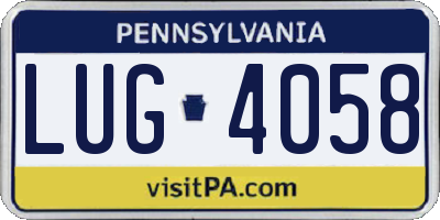 PA license plate LUG4058