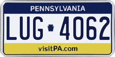 PA license plate LUG4062