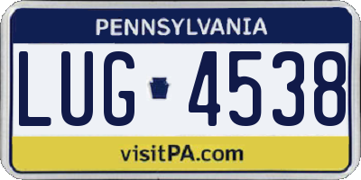 PA license plate LUG4538