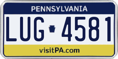PA license plate LUG4581