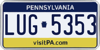 PA license plate LUG5353