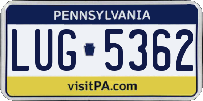 PA license plate LUG5362