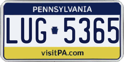 PA license plate LUG5365