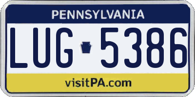 PA license plate LUG5386
