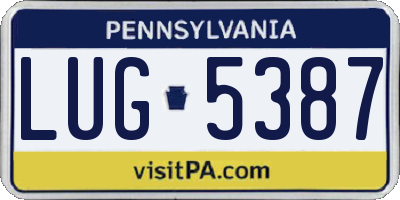 PA license plate LUG5387
