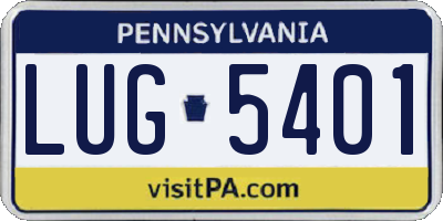 PA license plate LUG5401