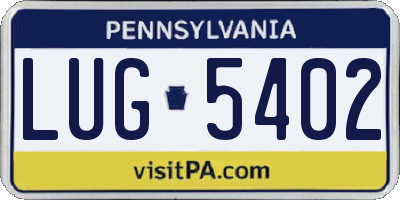 PA license plate LUG5402