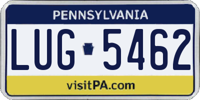 PA license plate LUG5462