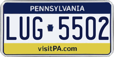 PA license plate LUG5502