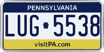 PA license plate LUG5538