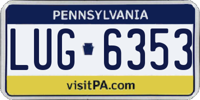 PA license plate LUG6353