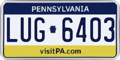 PA license plate LUG6403