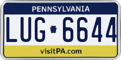 PA license plate LUG6644