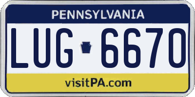 PA license plate LUG6670