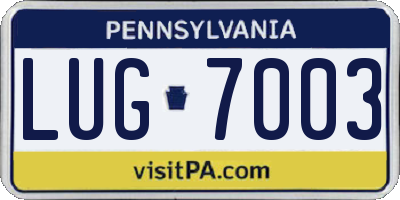 PA license plate LUG7003
