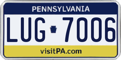 PA license plate LUG7006