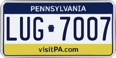 PA license plate LUG7007