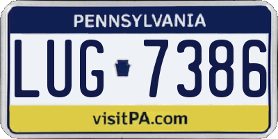 PA license plate LUG7386