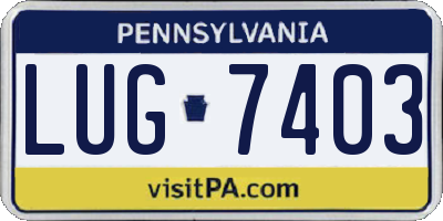 PA license plate LUG7403