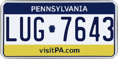 PA license plate LUG7643