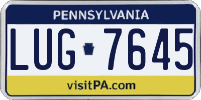 PA license plate LUG7645
