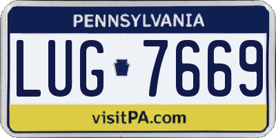 PA license plate LUG7669